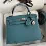 Hermes Epsom Kelly 25cm Sellier Ručně vyrobená taška Blue Jean