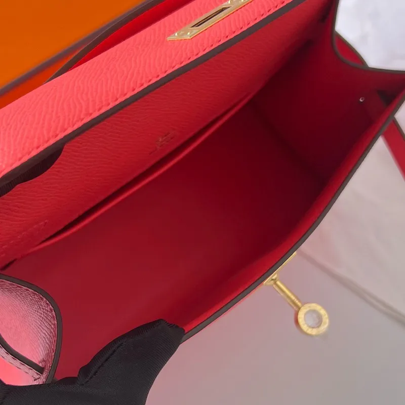 Kelly Pochette Ručně Vyrobená Taška V Růžovém Texas Epsom Telecí Kůži