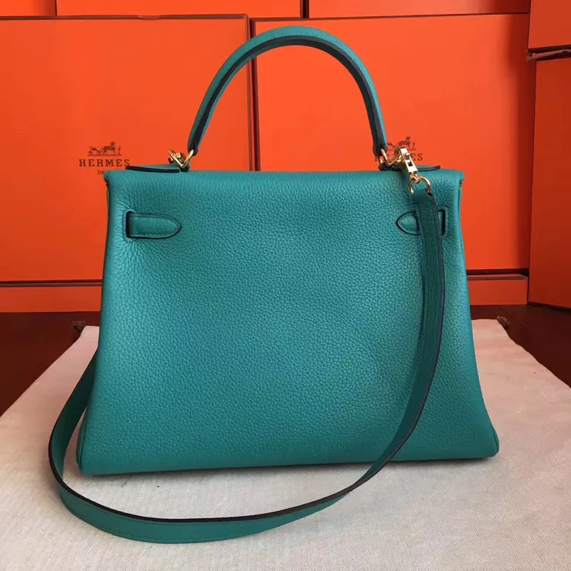 Hermes Blue Paon Clemence Kelly Retourne 32cm Ručně vyráběná taška