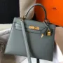 Hermes Vert Amande Epsom Kelly 28cm Sellier Taška GHW