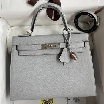 Kelly Sellier 32 Ručně vyráběná taška v modrém ledovcovém Epsom telecím kůži