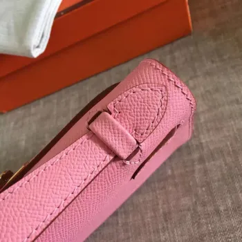 Hermes Růžová Kelly Pochette Epsom Ručně Vyrobená Taška