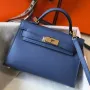 Kelly Mini II Taška v modré achátové Epsom kůži