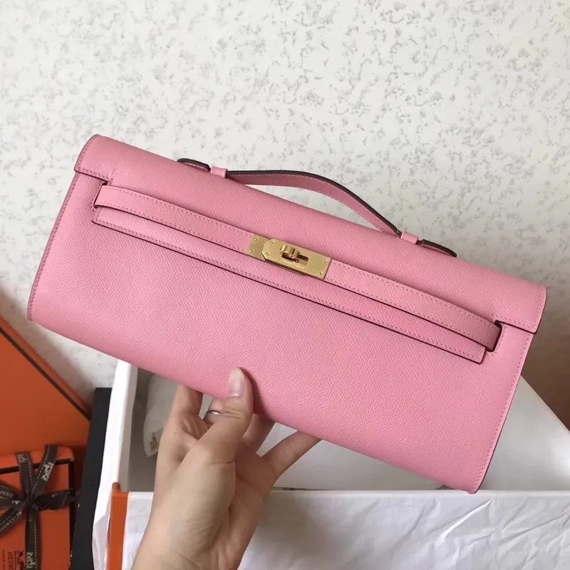 Hermes Pink Epsom Kelly Cut Ručně vyráběná taška