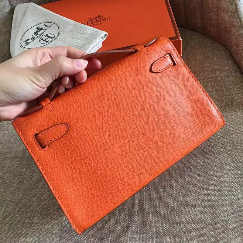 Hermes Orange Kelly Pochette Epsom Ručně vyráběná taška