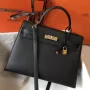 Hermès Černá Epsom Kelly 32cm Sellier Taška