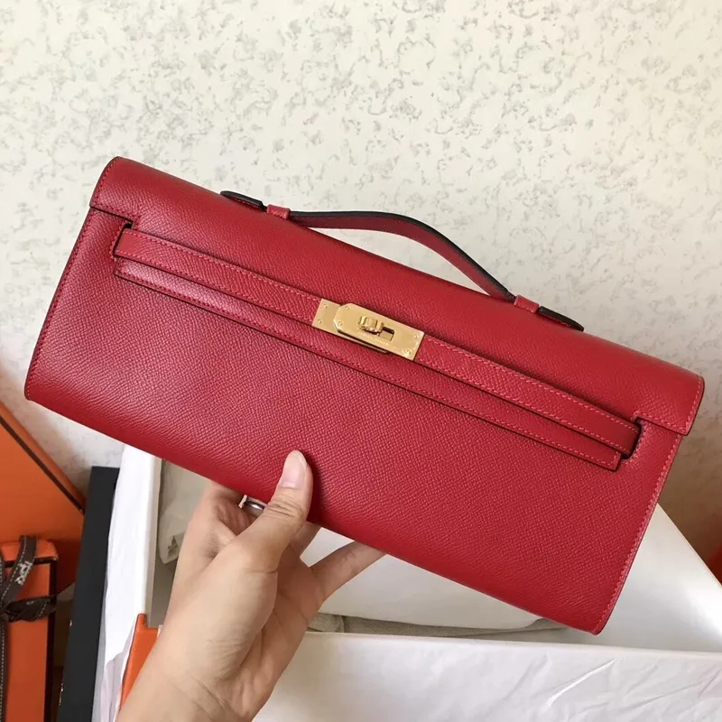 Hermes Red Epsom Kelly Cut Ručně Vyrobená Taška