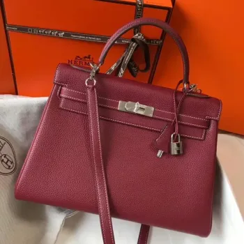 Hermès Bordeaux Clemence Kelly 32cm Retourne Taška