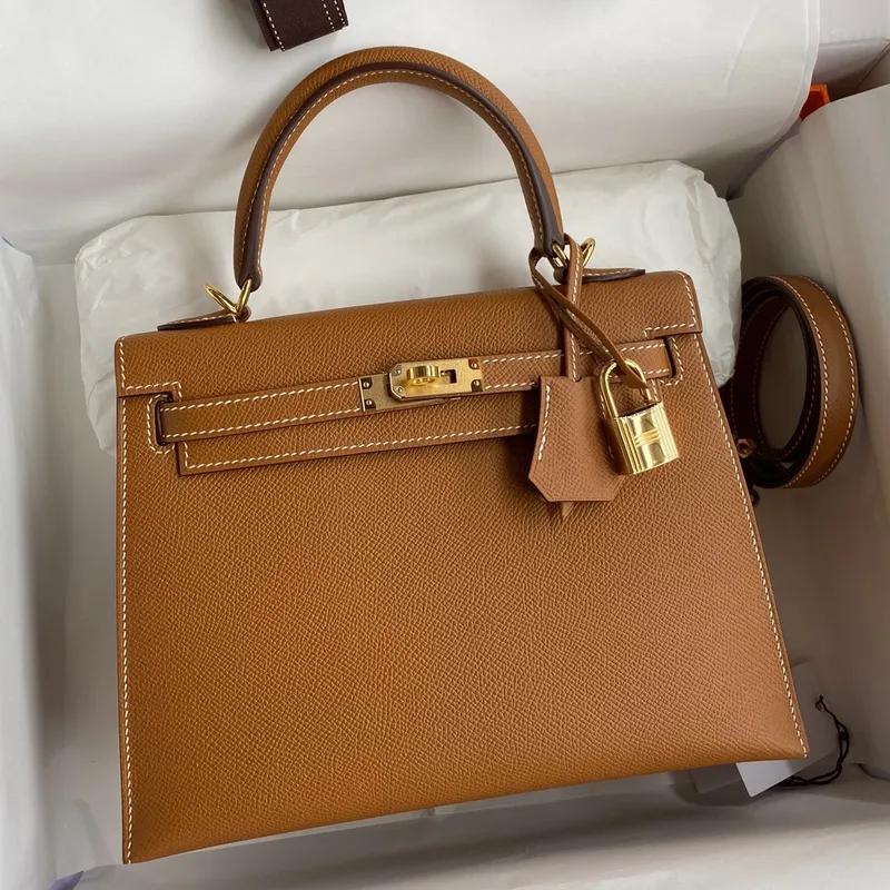 Hermes Epsom Kelly 25cm Sellier Ručně vyrobená Zlatá Taška