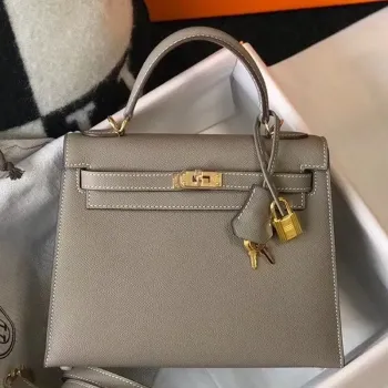 Hermes Gris Asphalt Epsom Kelly 25cm Sellier Taška GHW