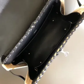 Hermes Černá Pikniková Kelly 35cm Košíková Taška