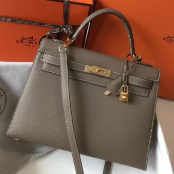 Hermes Taupe Epsom Kelly 32cm Sellier Taška