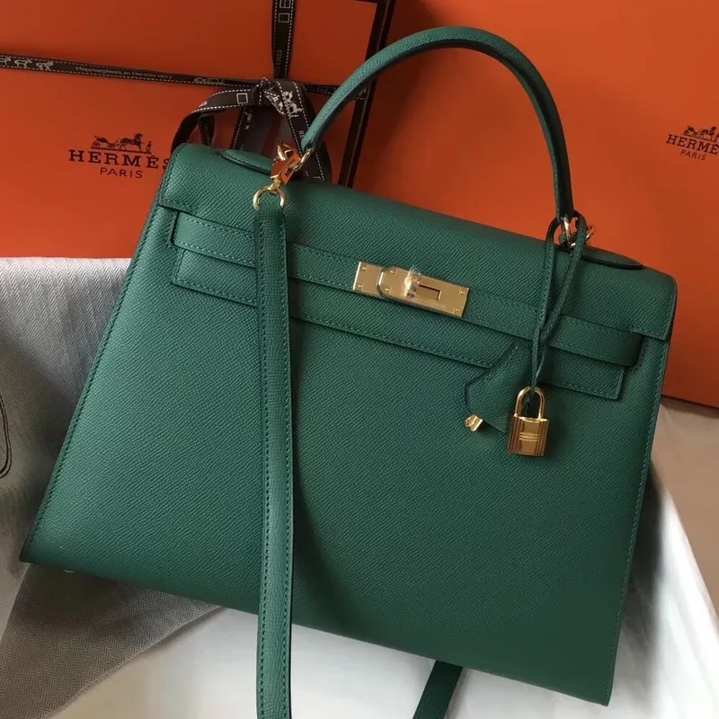 Hermes Malachite Epsom Kelly 32cm Sellier Taška