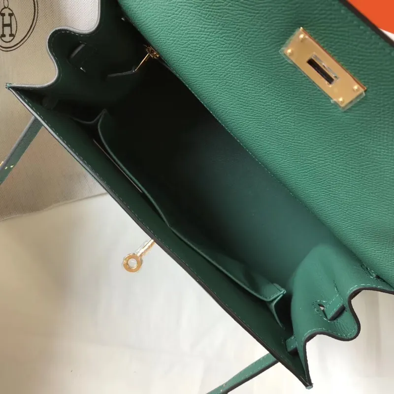 Hermes Malachite Epsom Kelly 32cm Sellier Taška