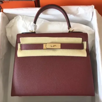 Hermes Bordeaux Epsom Kelly 28cm Ručně vyráběná taška