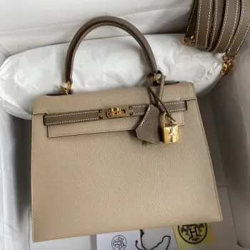 Kelly Sellier 25 Bicolor Taška v Trench a Taupe Epsom telecí kůže