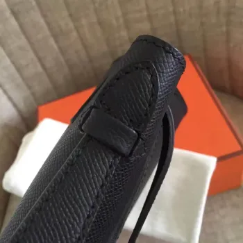 Hermès černá Kelly pochette Epsom ručně vyráběná taška
