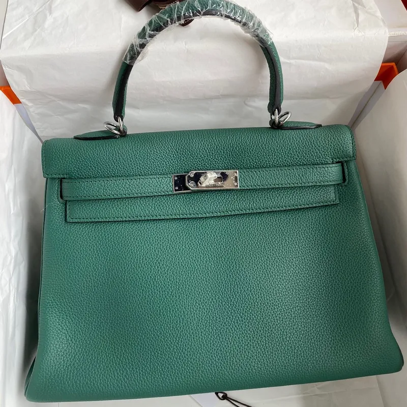 Hermes Malachite Clemence Kelly Retourne 32cm Ručně vyrobená taška
