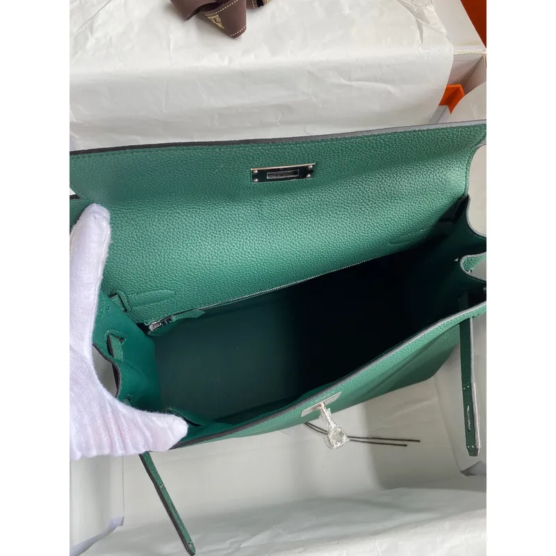 Hermes Malachite Clemence Kelly Retourne 32cm Ručně vyrobená taška