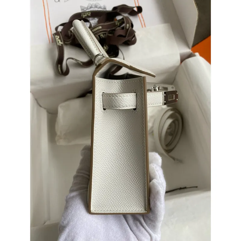 Kelly Mini II Sellier Ručně Vyrobená Taška V Šedé Epsom Telecí Kůži