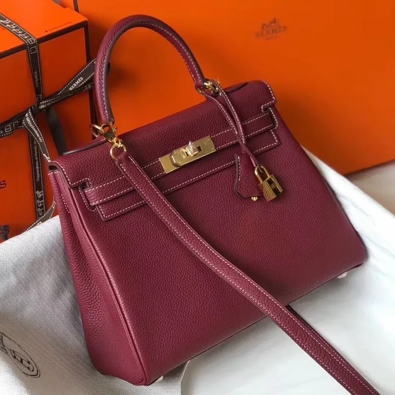 Hermes Bordeaux Clemence Kelly 25cm GHW Taška