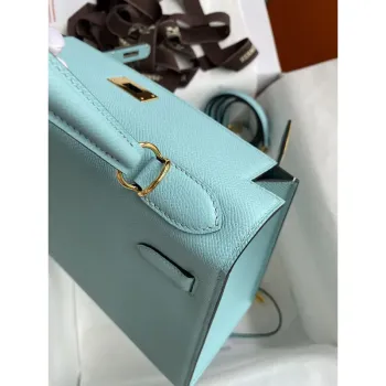 Kelly Sellier 32 Ručně vyráběná taška Modrý atol Černá Epsom telecí kůže