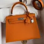 Hermes Epsom Kelly 25cm Sellier Ručně vyrobená oranžová taška