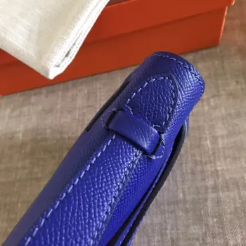 Hermes Blue Electric Kelly Pochette Epsom Ručně vyráběná taška