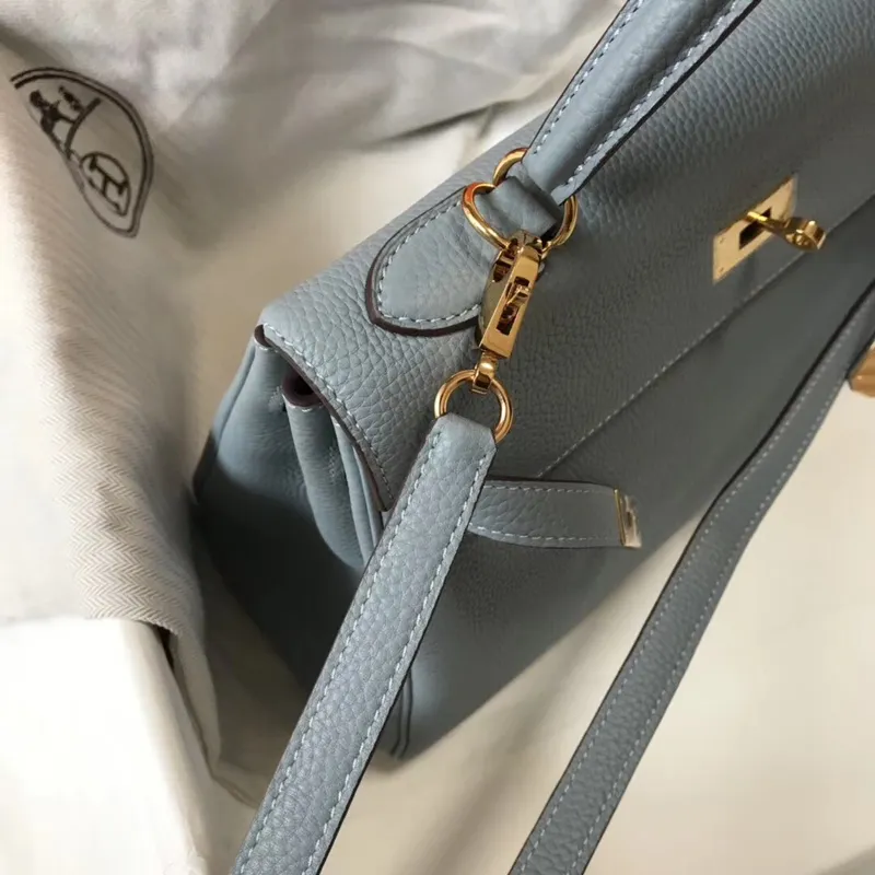 Hermes Blue Lin Clemence Kelly 32cm Retourne Taška