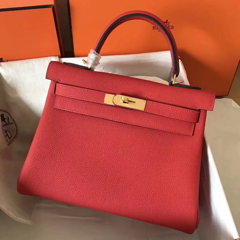 Hermes Rouge Casaque Clemence Kelly 28cm Ručně vyráběná taška