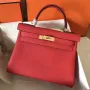 Hermes Rouge Casaque Clemence Kelly 28cm Ručně vyráběná taška