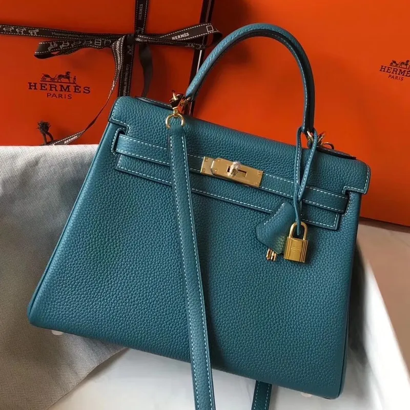 Hermes Blue Jean Clemence Kelly 32cm Retourne Taška