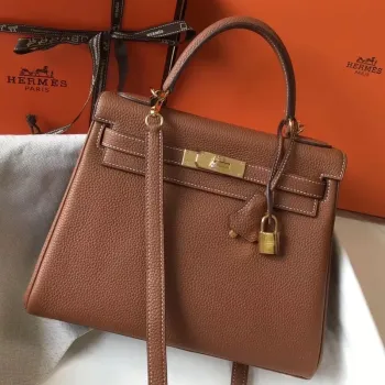 Hermes Brown Clemence Kelly 28cm Taška