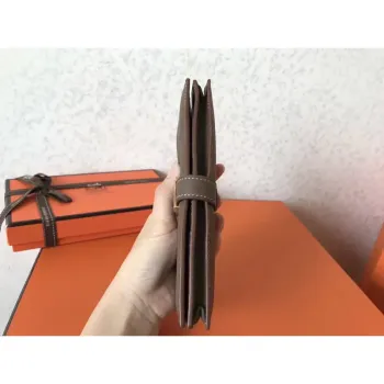 Hermes Taupe Clemence Bearn Gusset Peněženka