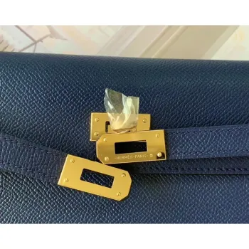 Kelly Classique To Go Peněženka v tmavě modré Epsom telecí kůži