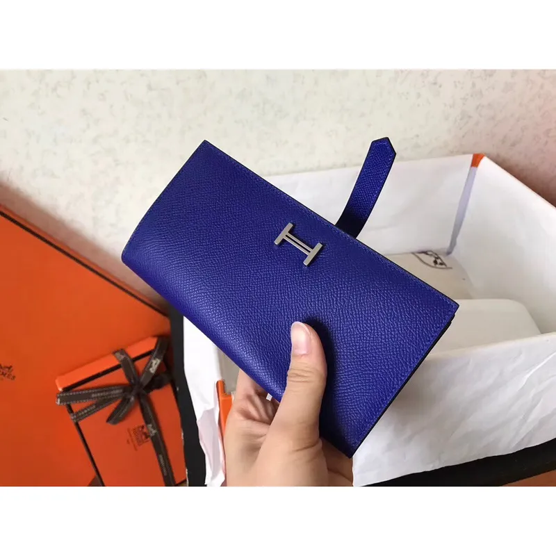 Hermes Blue Electric Epsom Bearn Gusset Peněženka