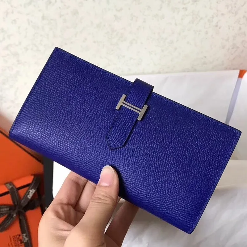 Hermes Blue Electric Epsom Bearn Gusset Peněženka
