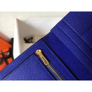 Hermes Blue Electric Epsom Bearn Gusset Peněženka
