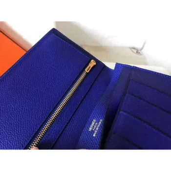 Hermes Blue Electric Epsom Bearn Gusset Peněženka