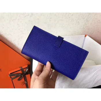 Hermes Blue Electric Epsom Bearn Gusset Peněženka