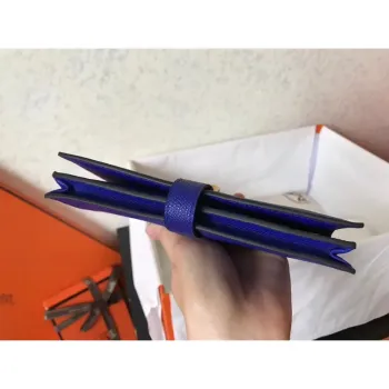 Hermes Blue Electric Epsom Bearn Gusset Peněženka