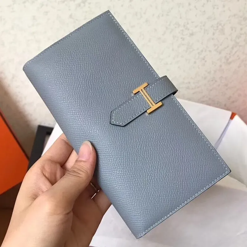 Hermes Blue Lin Epsom Bearn Gusset Peněženka