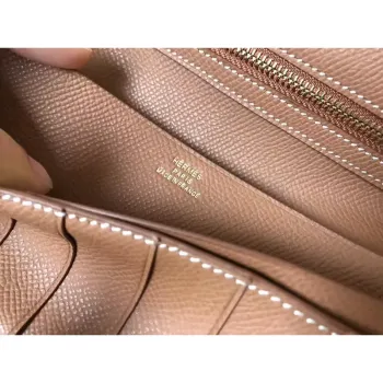 Hermes Hnědá Epsom Bearn Gusset Peněženka
