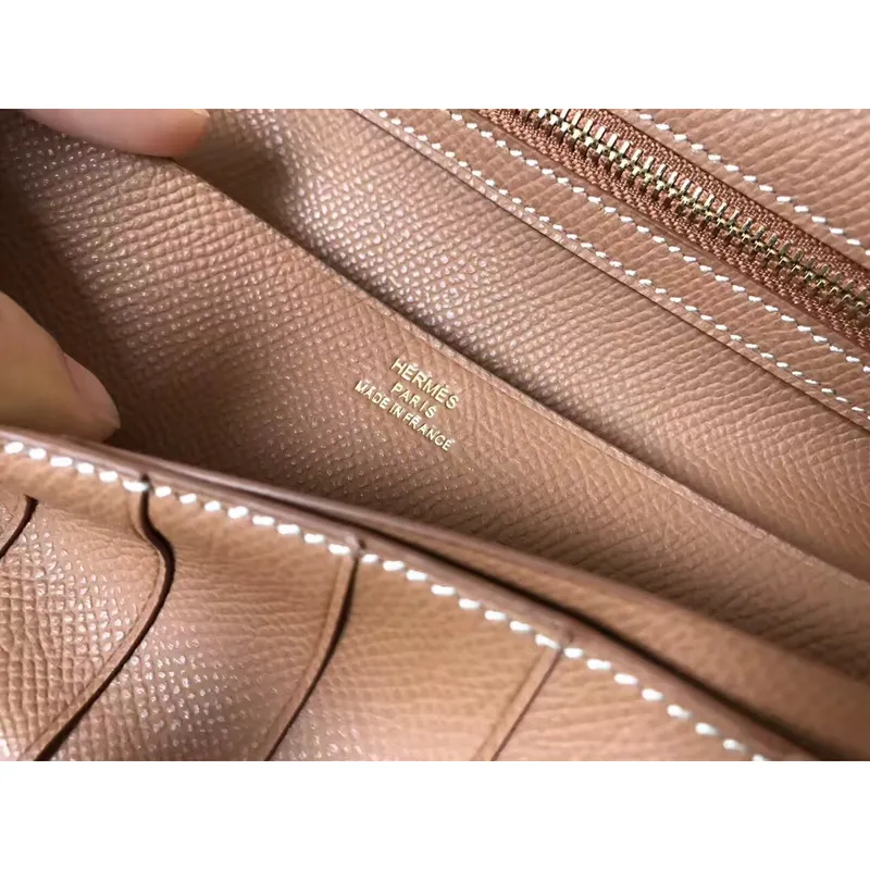 Hermes Hnědá Epsom Bearn Gusset Peněženka
