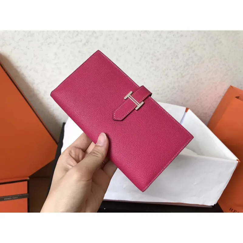 Hermes Peach Epsom Bearn Gusset Peněženka