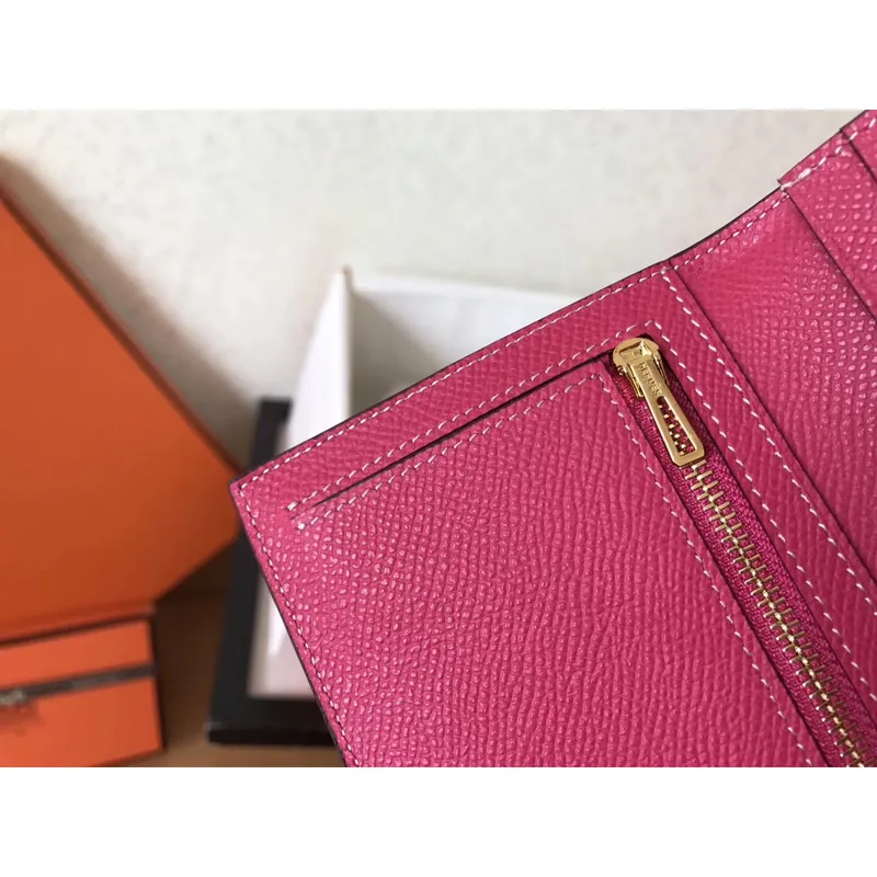 Hermes Peach Epsom Bearn Gusset Peněženka