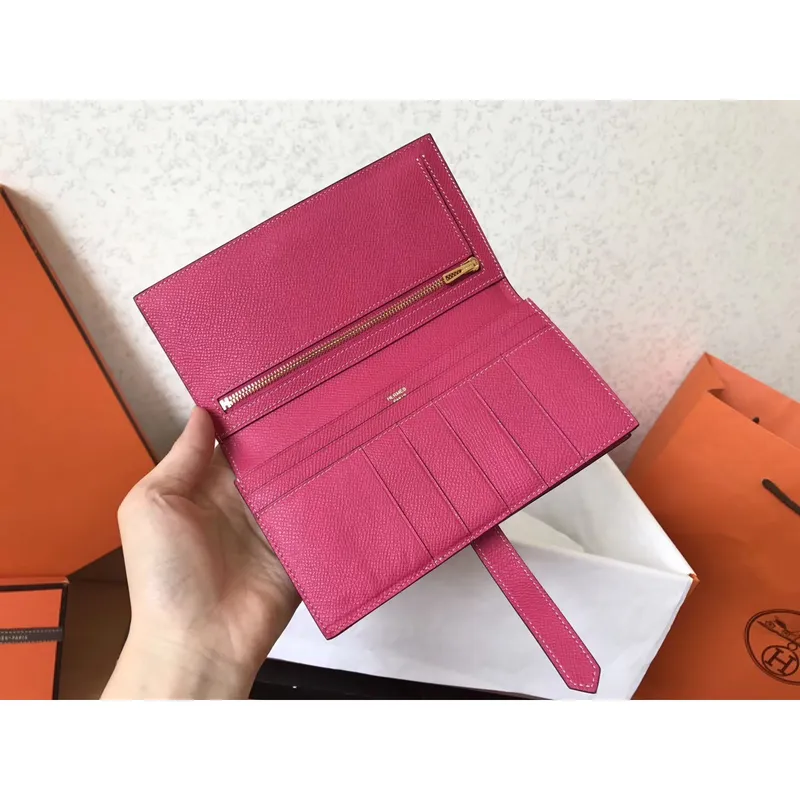 Hermes Peach Epsom Bearn Gusset Peněženka