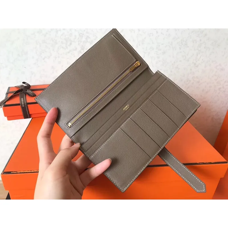 Hermes Taupe Epsom Bearn Gusset Peněženka