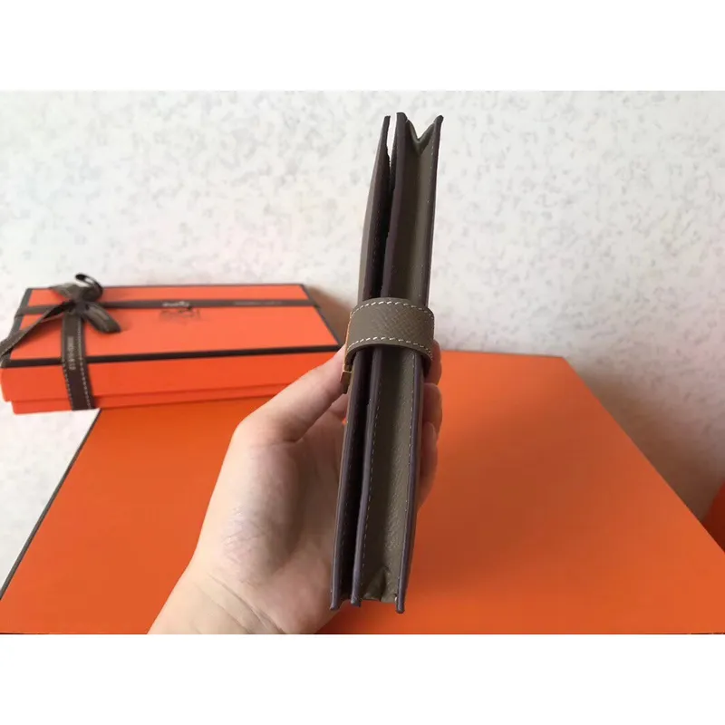 Hermes Taupe Epsom Bearn Gusset Peněženka