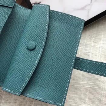 Hermes Bearn Mini Peněženka v modrém džínovém Epsom kůži